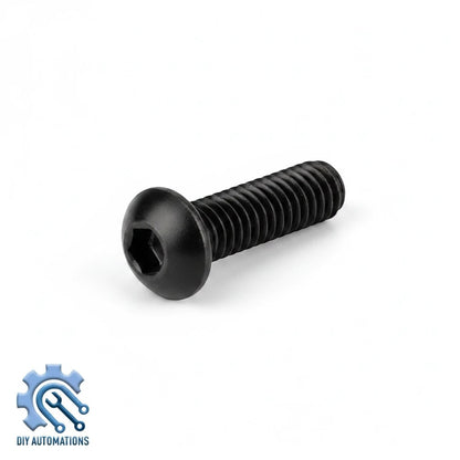 DIY AUTOMATIONS M4x10mm black alloy steel button head socket cap screw with hex drive for secure fastening.