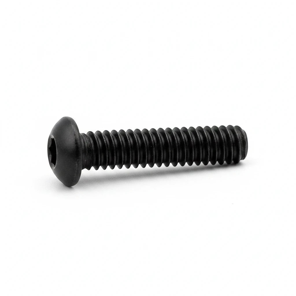 DIY AUTOMATIONS M4x16mm black oxide button head socket cap screw with a hexagonal drive for secure assembly.