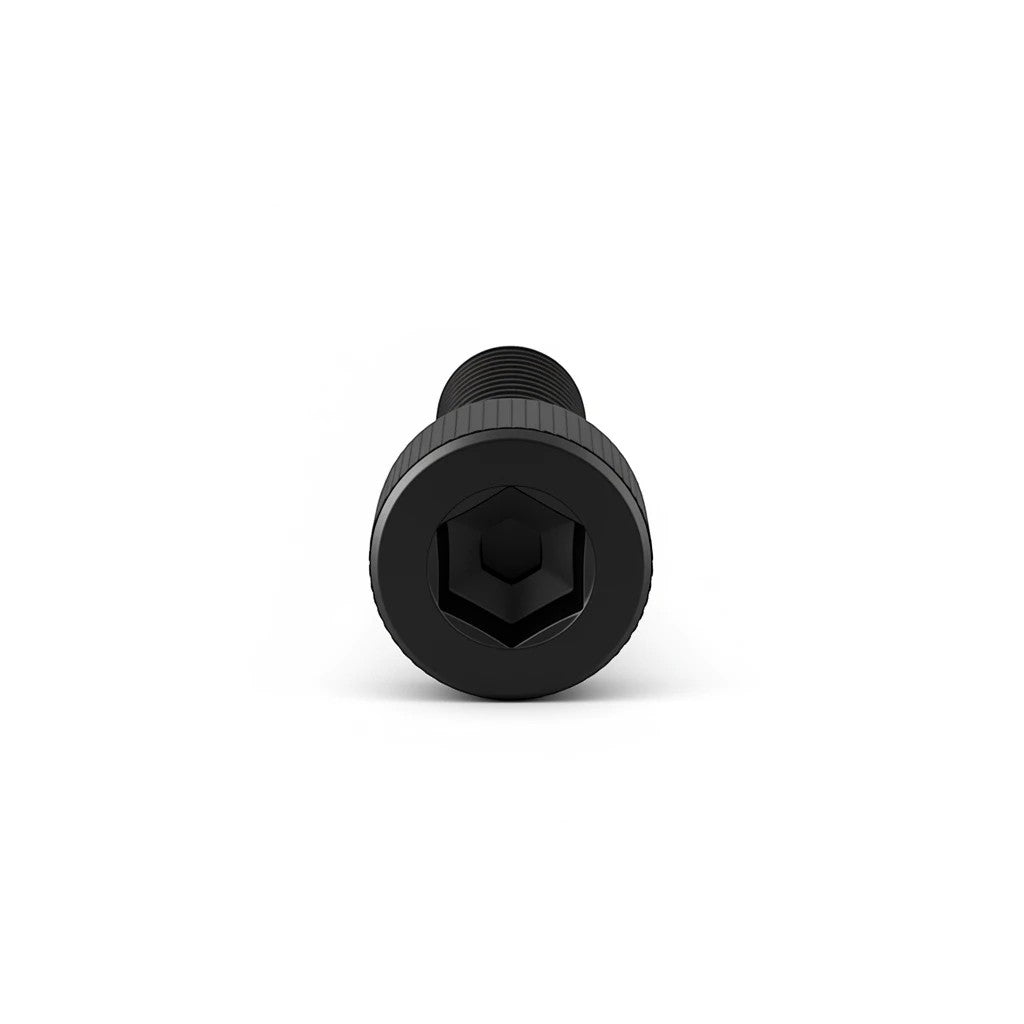 DIY AUTOMATIONS M4x25 black alloy steel socket head cap screw with knurled head and hex drive for mechanical assembly.