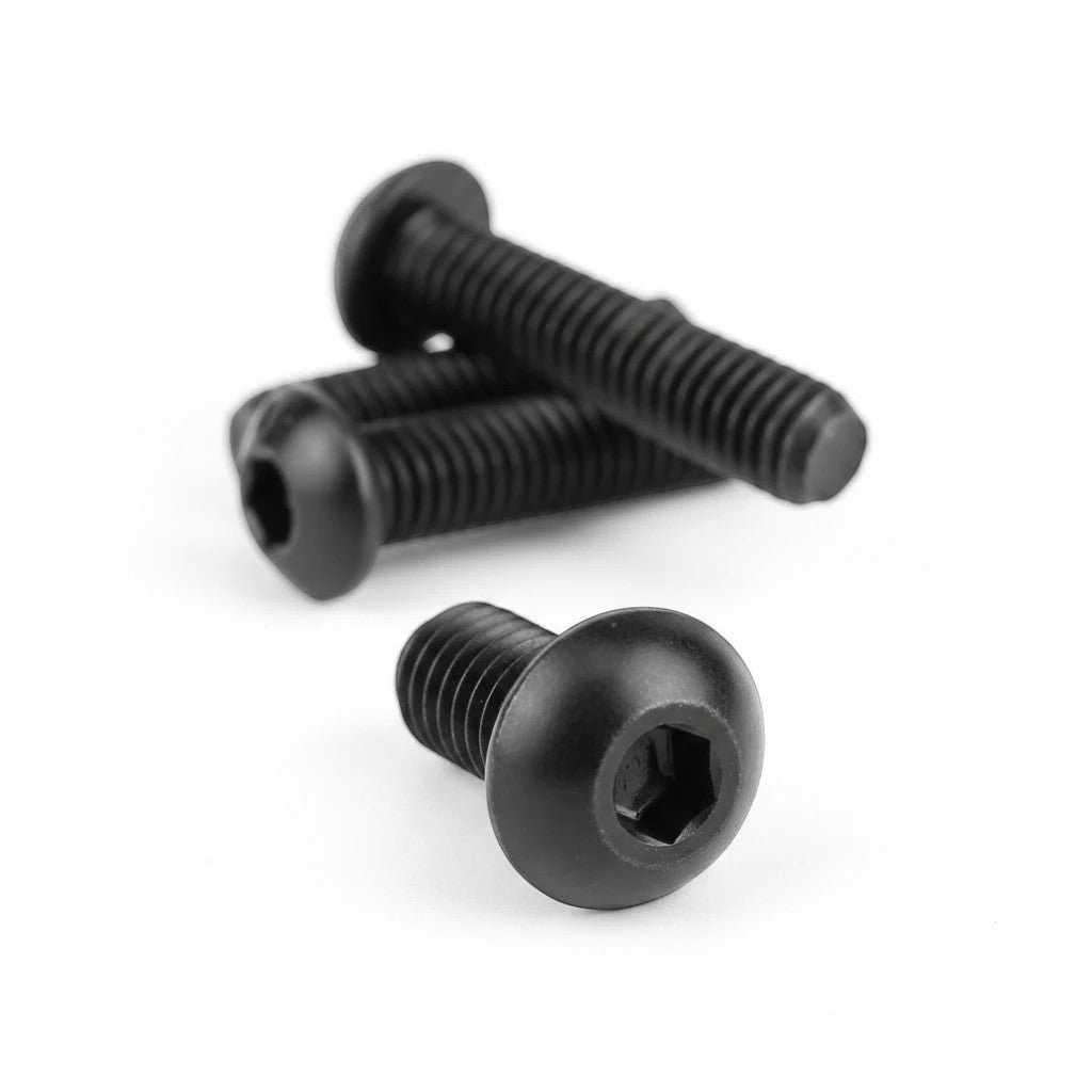 DIY AUTOMATIONS M4x6mm black oxide button head socket cap screws with internal hex drive for secure fastening.