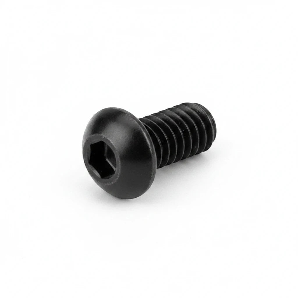 DIY AUTOMATIONS M4x8mm black button head socket cap screw with a hexagonal drive for secure fastening.