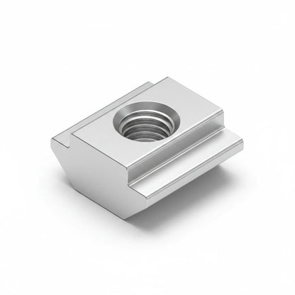DIY AUTOMATIONS 30 series M5 T-slot nut made of silver metal for aluminum extrusion profiles.