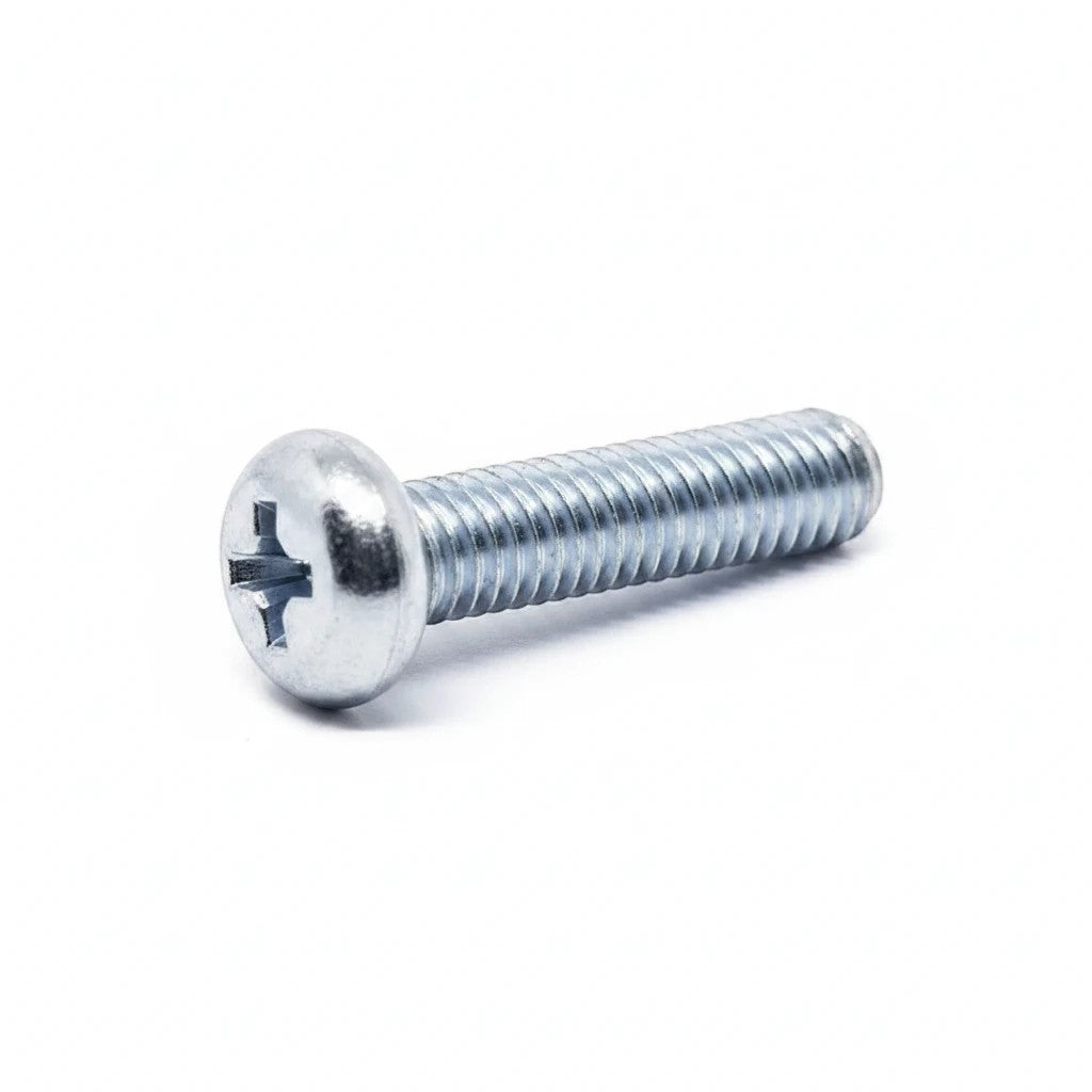 DIY AUTOMATIONS M5x15 Phillips machine screw with a zinc-nickel plated finish for corrosion resistance.