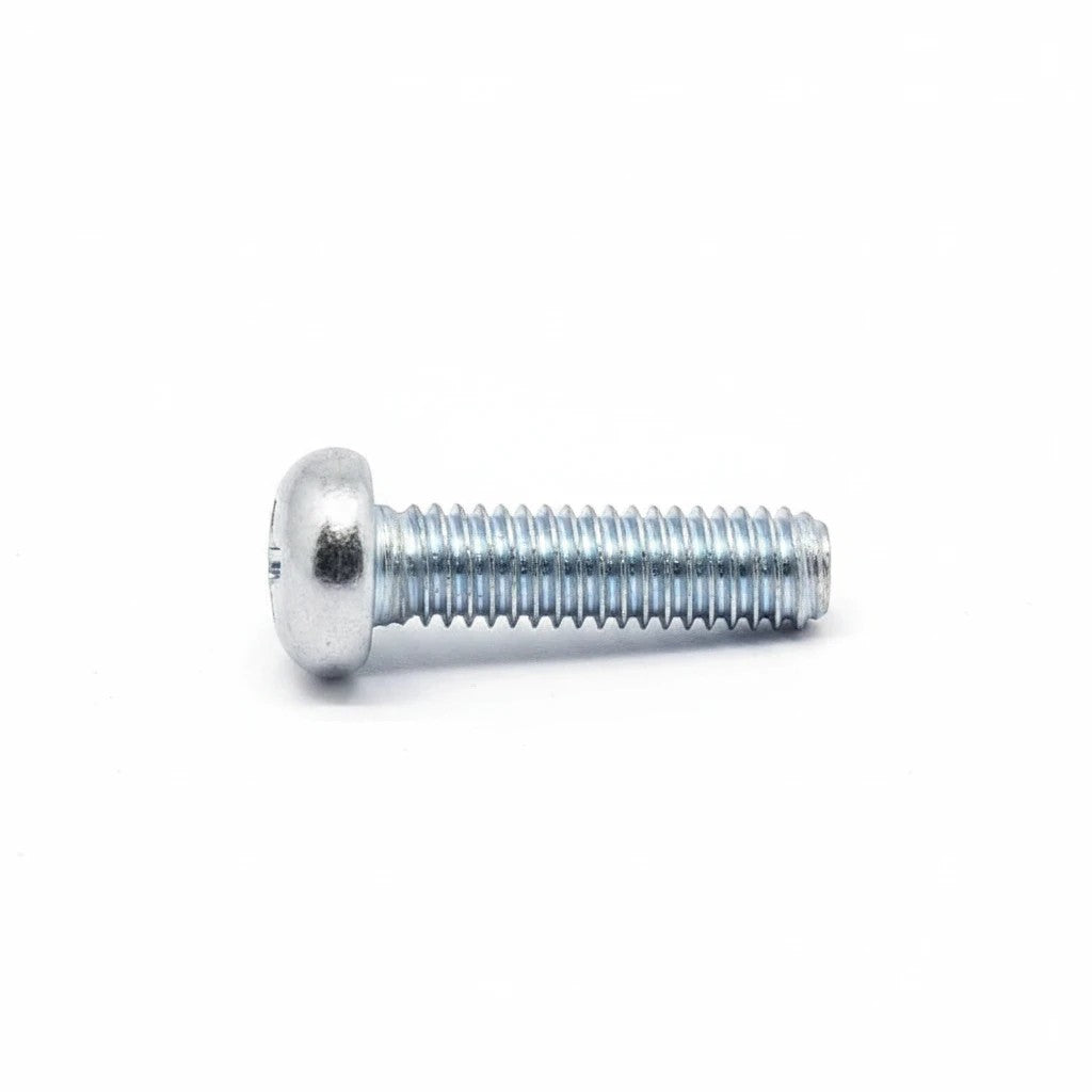 DIY AUTOMATIONS M5x15 Phillips machine screw with a zinc-nickel plated finish for corrosion resistance.