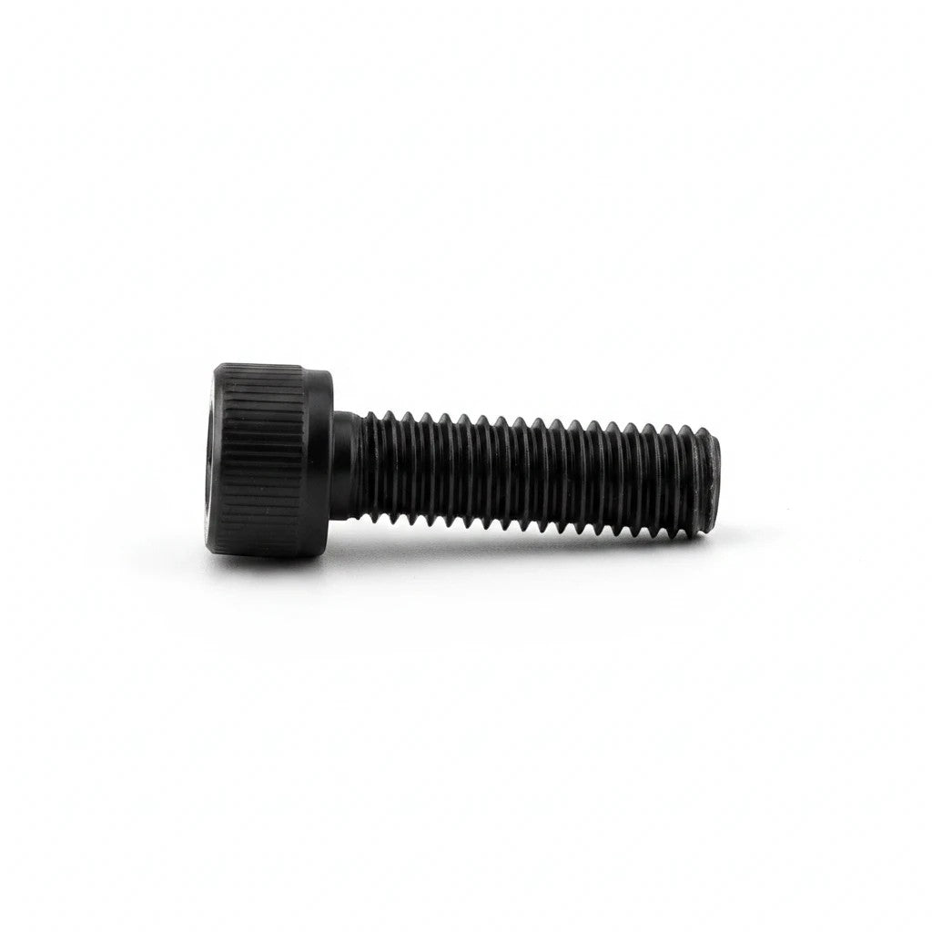 DIY AUTOMATIONS M5x20 black socket head screw with a cylindrical head and threaded shaft on a white background