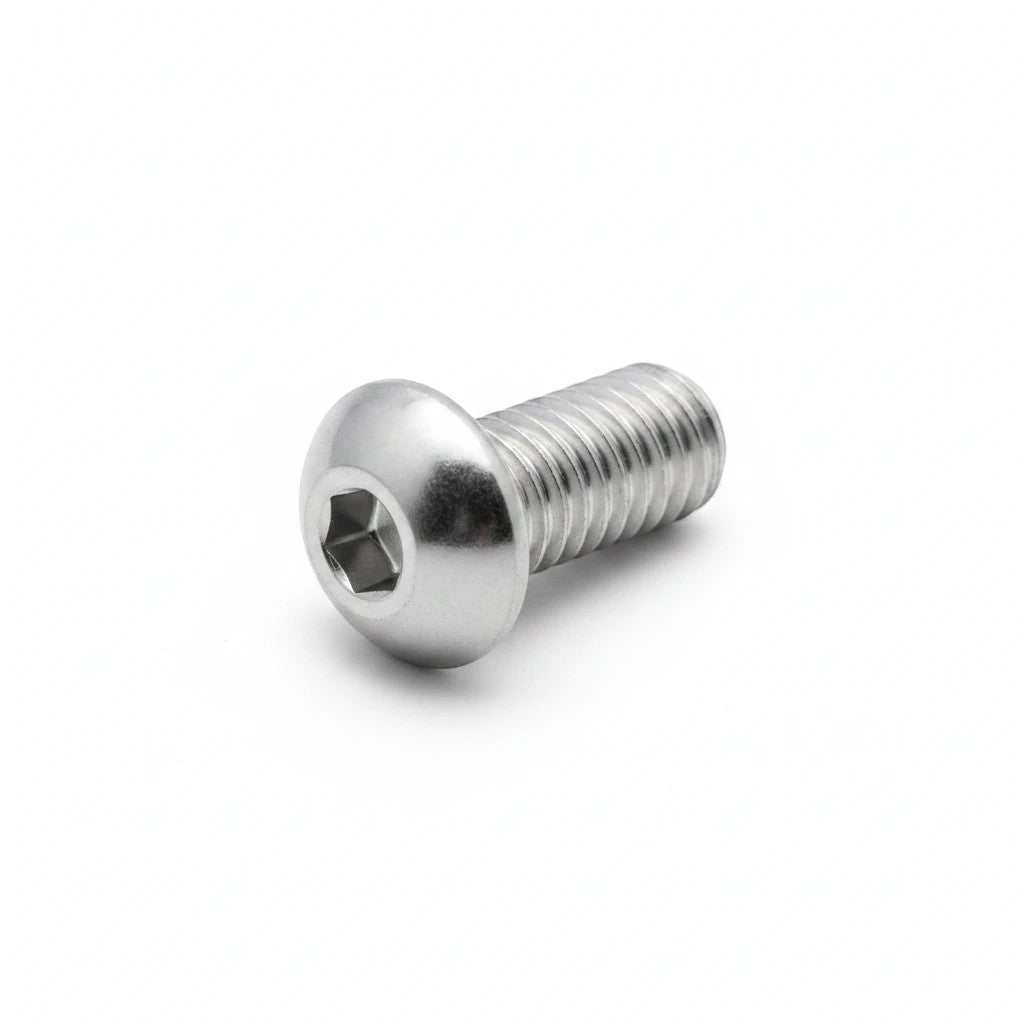 DIY AUTOMATIONS M5x20mm stainless steel button head machine screw with a hexagonal socket drive in silver finish.