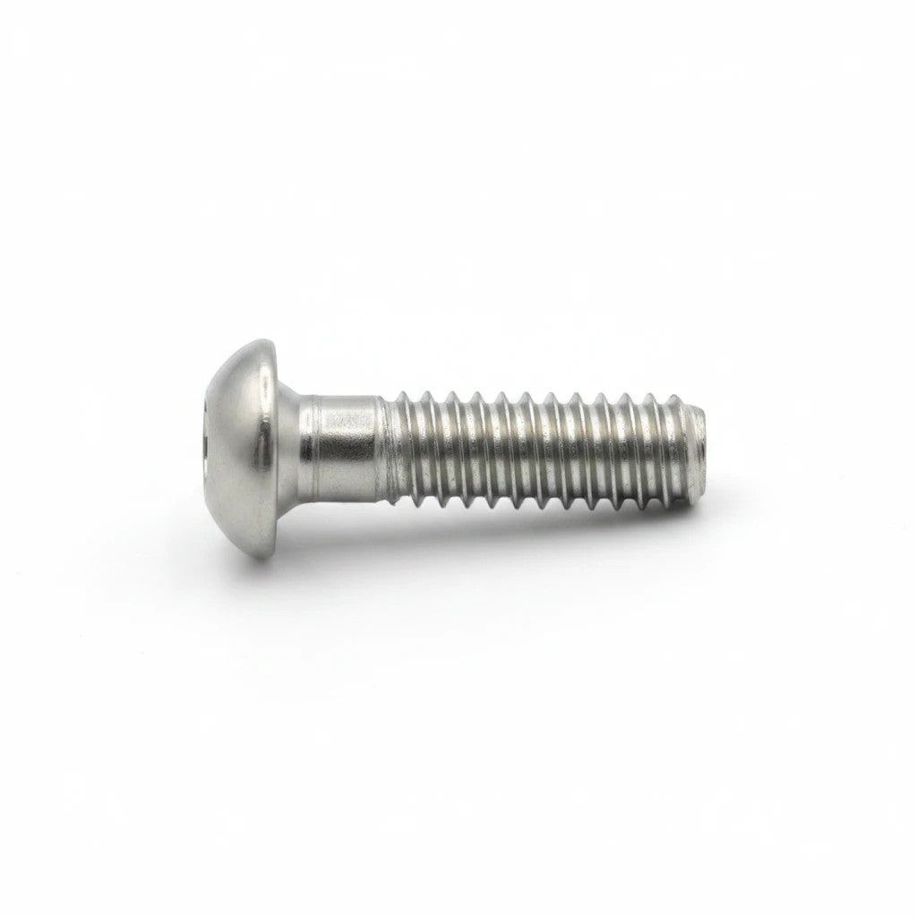 DIY AUTOMATIONS M5x30mm stainless steel button head socket cap screw with a silver finish on a white background.