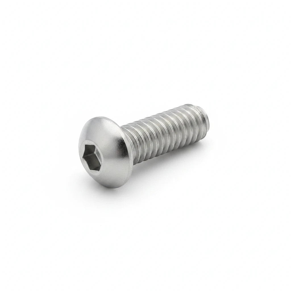 DIY AUTOMATIONS M5x35mm stainless steel button head machine screw with hexagonal socket drive in silver finish.