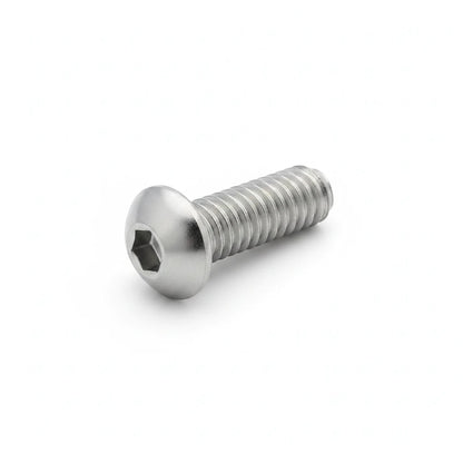 DIY AUTOMATIONS M5x35mm stainless steel button head machine screw with hexagonal socket drive in silver finish.
