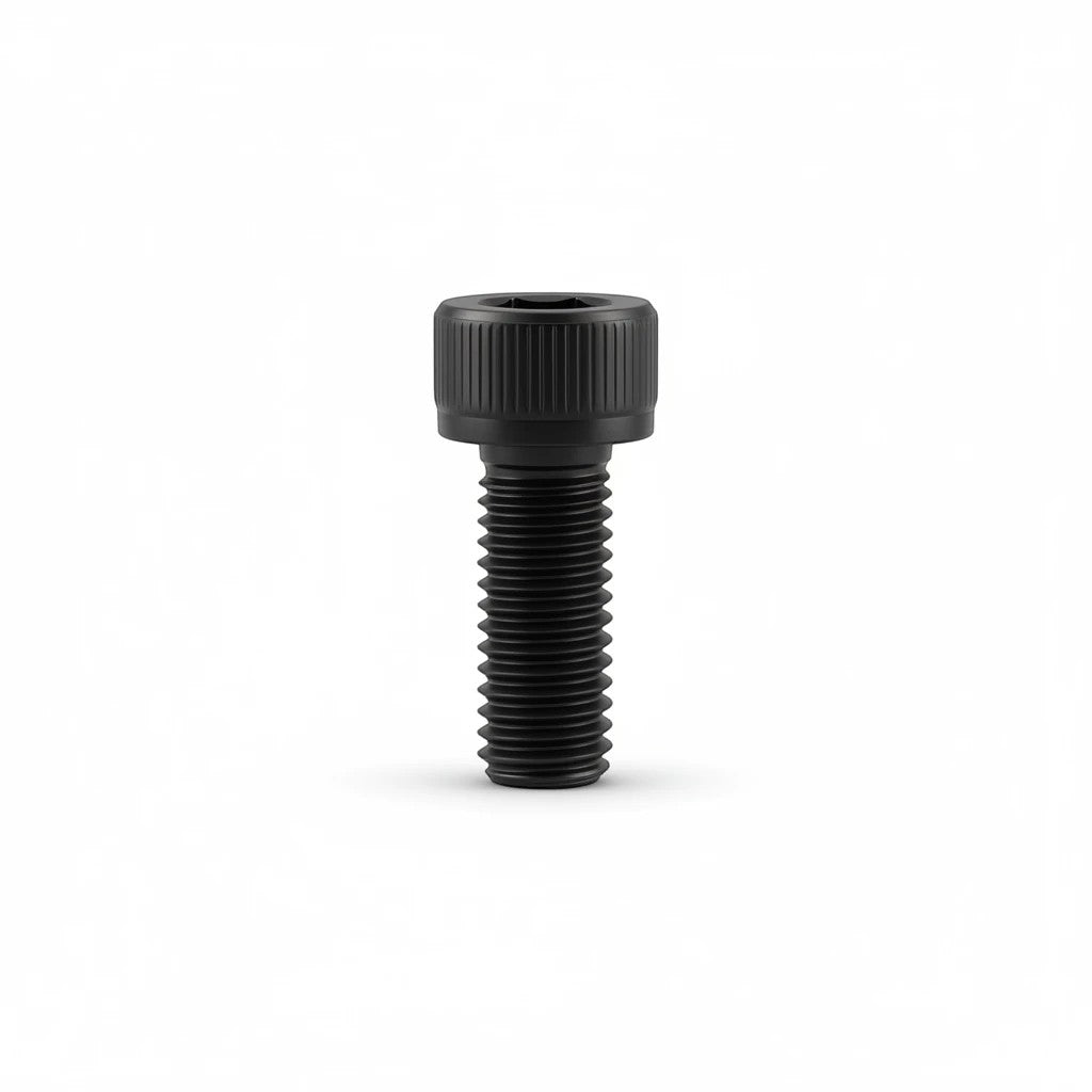 DIY AUTOMATIONS M5x8 black socket head screw with a knurled cylindrical head for industrial assembly.