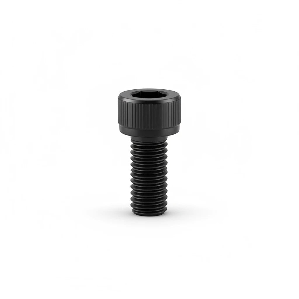 DIY AUTOMATIONS black M5x8 socket head screw with a knurled cylindrical head for industrial fastening applications.