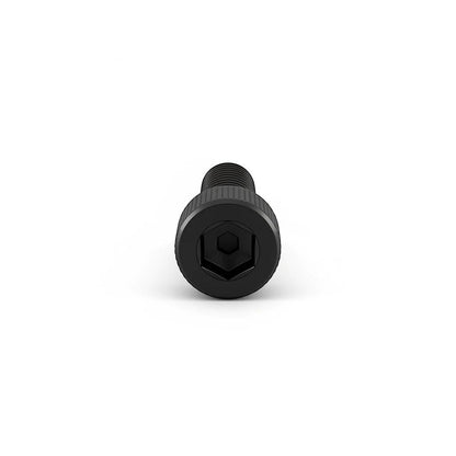 DIY AUTOMATIONS M6x12 black alloy steel socket head cap screw with knurled head and hex drive for industrial use.