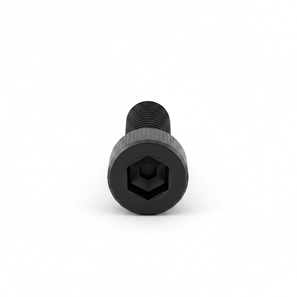 DIY AUTOMATIONS black M6x15 socket head screw with a hexagonal drive, featuring a durable threaded metal design.