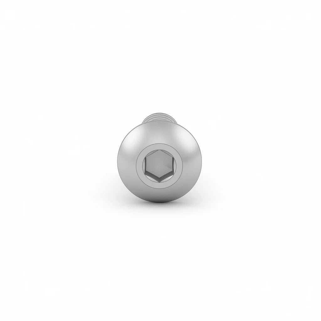 DIY AUTOMATIONS silver M6x18mm stainless steel button head socket cap screw with hex drive top view