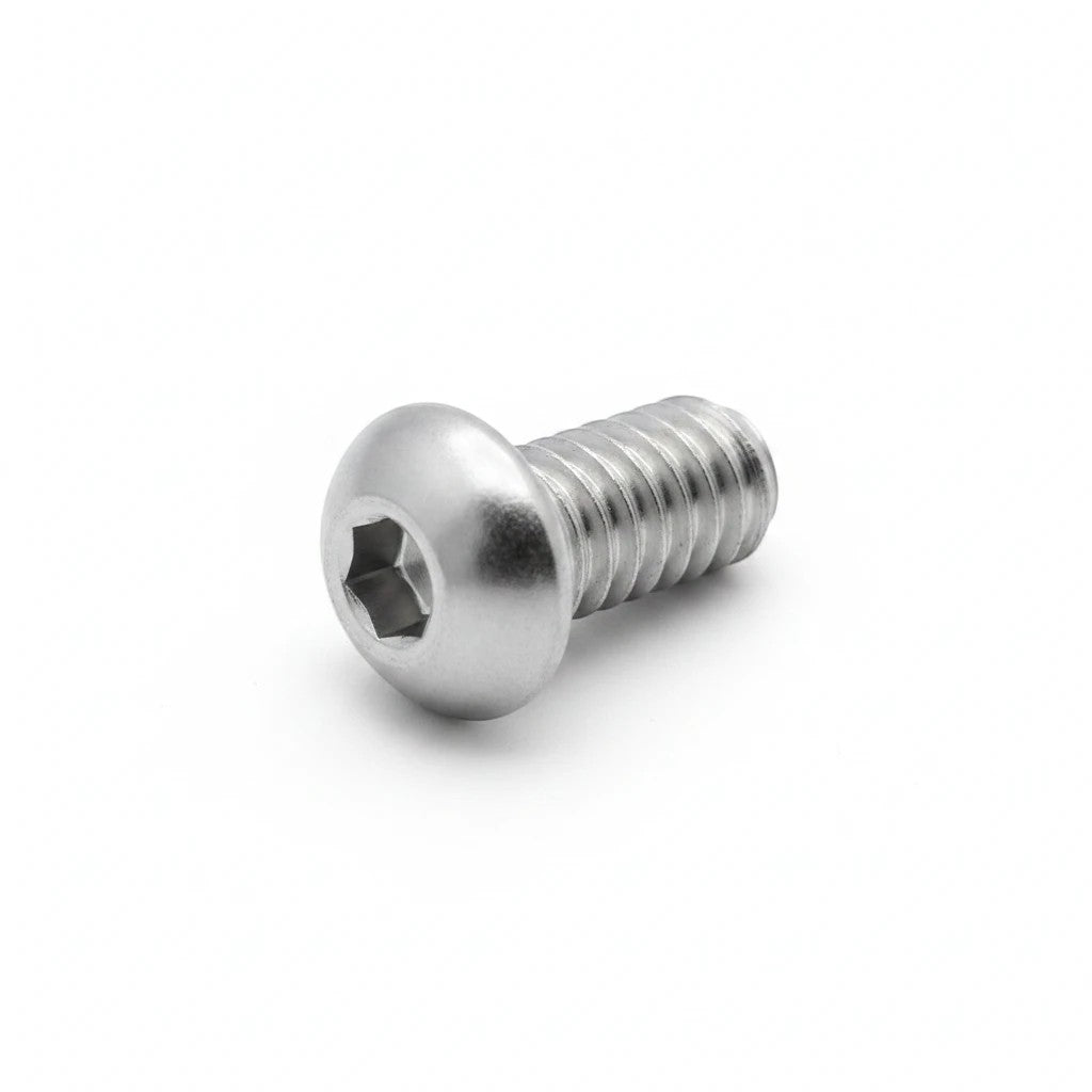 DIY AUTOMATIONS M6x18mm stainless steel button head socket cap screw with a silver finish and hex drive.