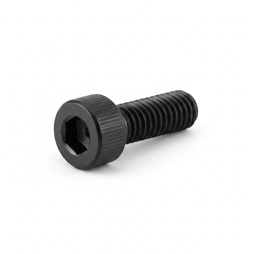 DIY AUTOMATIONS black M8x25 socket head screw with a cylindrical knurled head and hexagonal drive