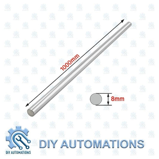 DIY AUTOMATIONS 1000mm metal rod, 8mm diameter, silver, for DIY projects and industrial applications.