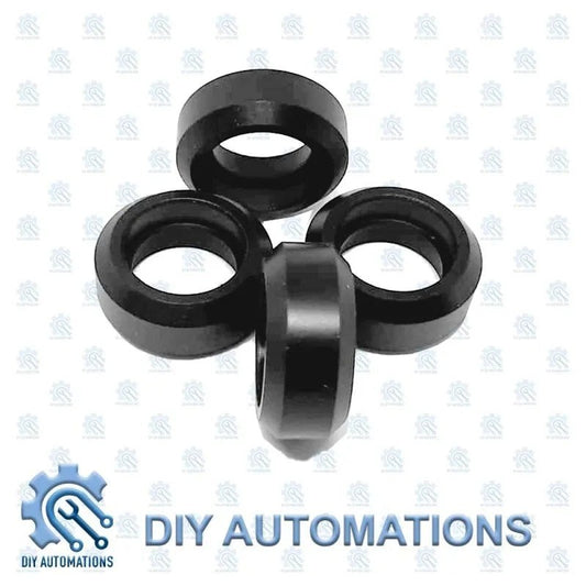 DIY Automations black Mini V wheels for V-Slot aluminum rails, used in 3D printers and CNC machines.