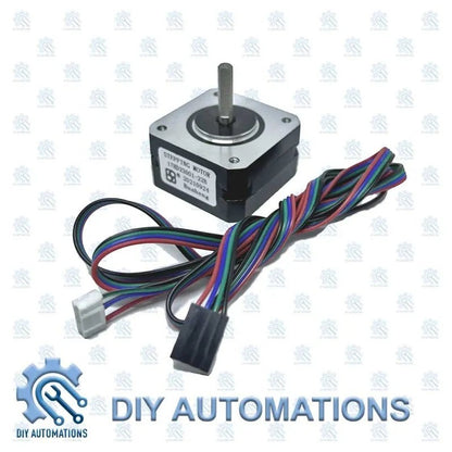 DIY Automations NEMA 17 stepper motor, 42x23mm, with multi-colored wires and connectors for automation projects.
