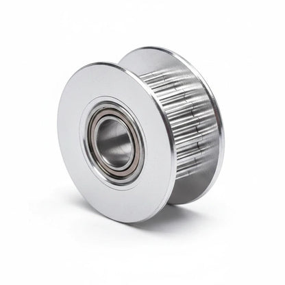 DIY AUTOMATIONS 20-tooth silver aluminum idler pulley with integrated bearing for 6mm GT2 timing belts