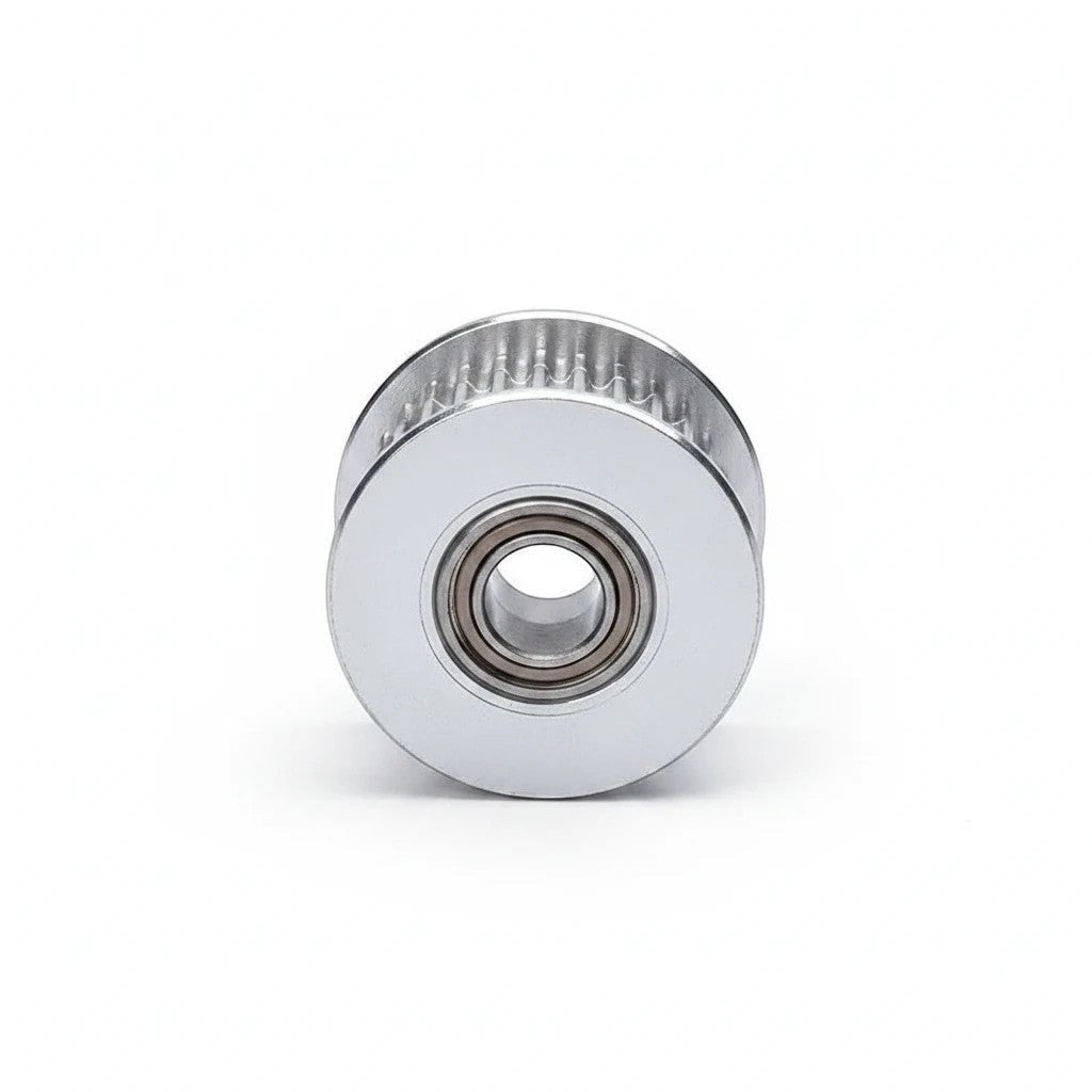 DIY AUTOMATIONS 20-tooth silver aluminum idler pulley with integrated bearing for 6mm GT2 timing belts