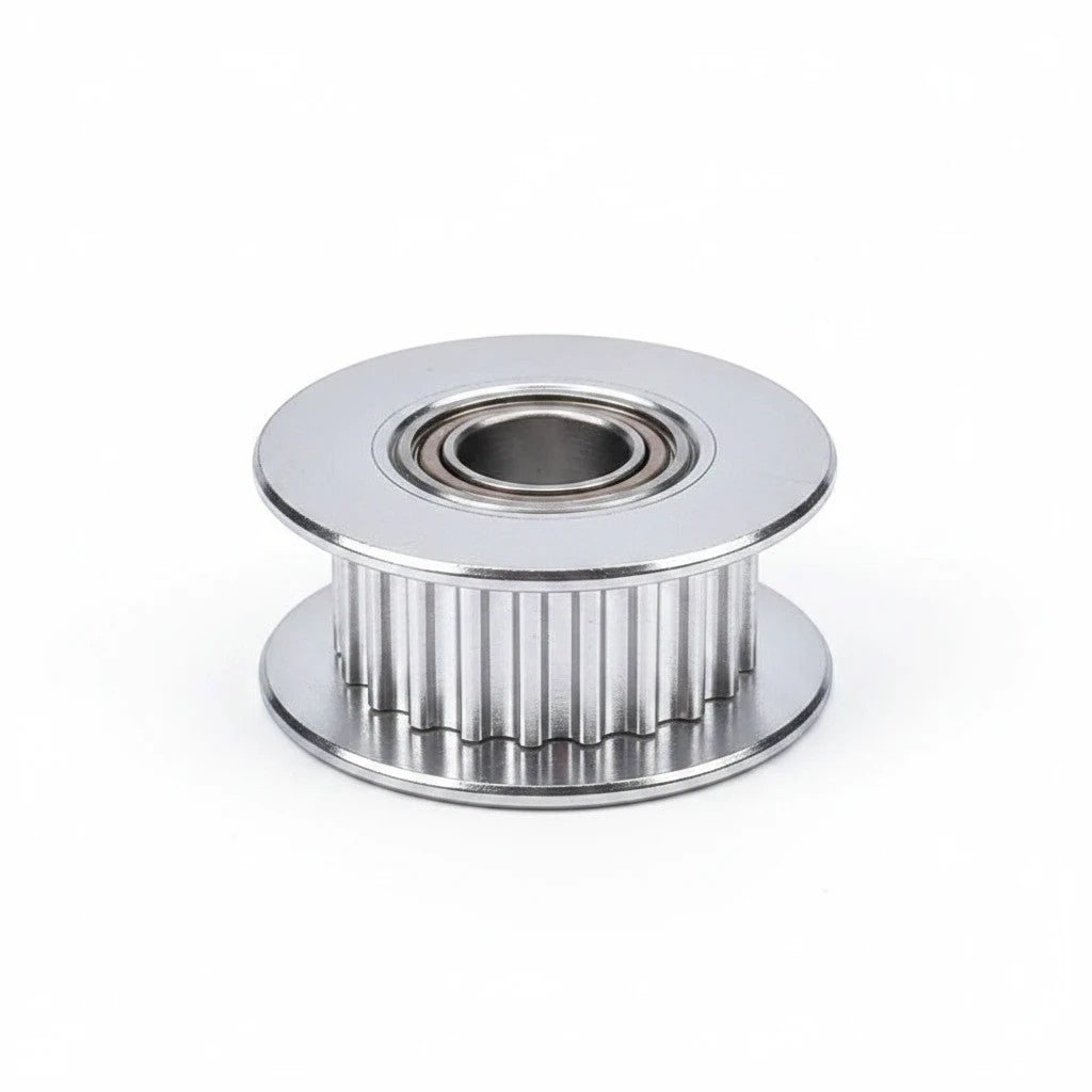 DIY AUTOMATIONS 20-tooth silver aluminum idler pulley with integrated bearing for 3D printer GT2 belt systems