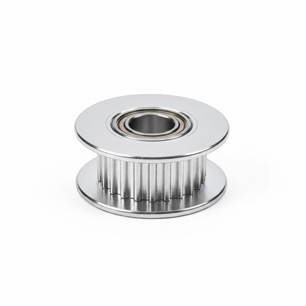 DIY AUTOMATIONS silver aluminum 20-tooth GT2 idler pulley with integrated bearing for 6mm timing belts