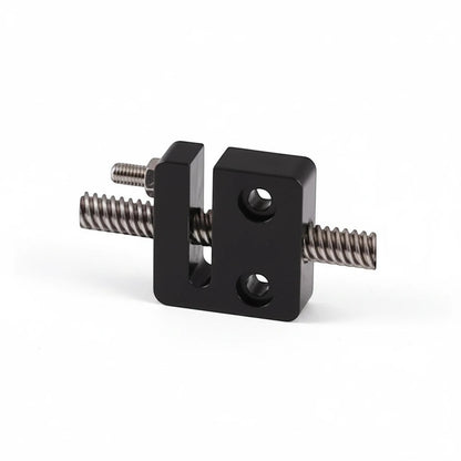 DIY AUTOMATIONS black anodized aluminum T8 lead screw nut mount for 3D printers with adjustable tensioning design