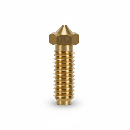 DIY AUTOMATIONS 0.6mm brass Volcano 3D printer extruder nozzle for precise filament extrusion.