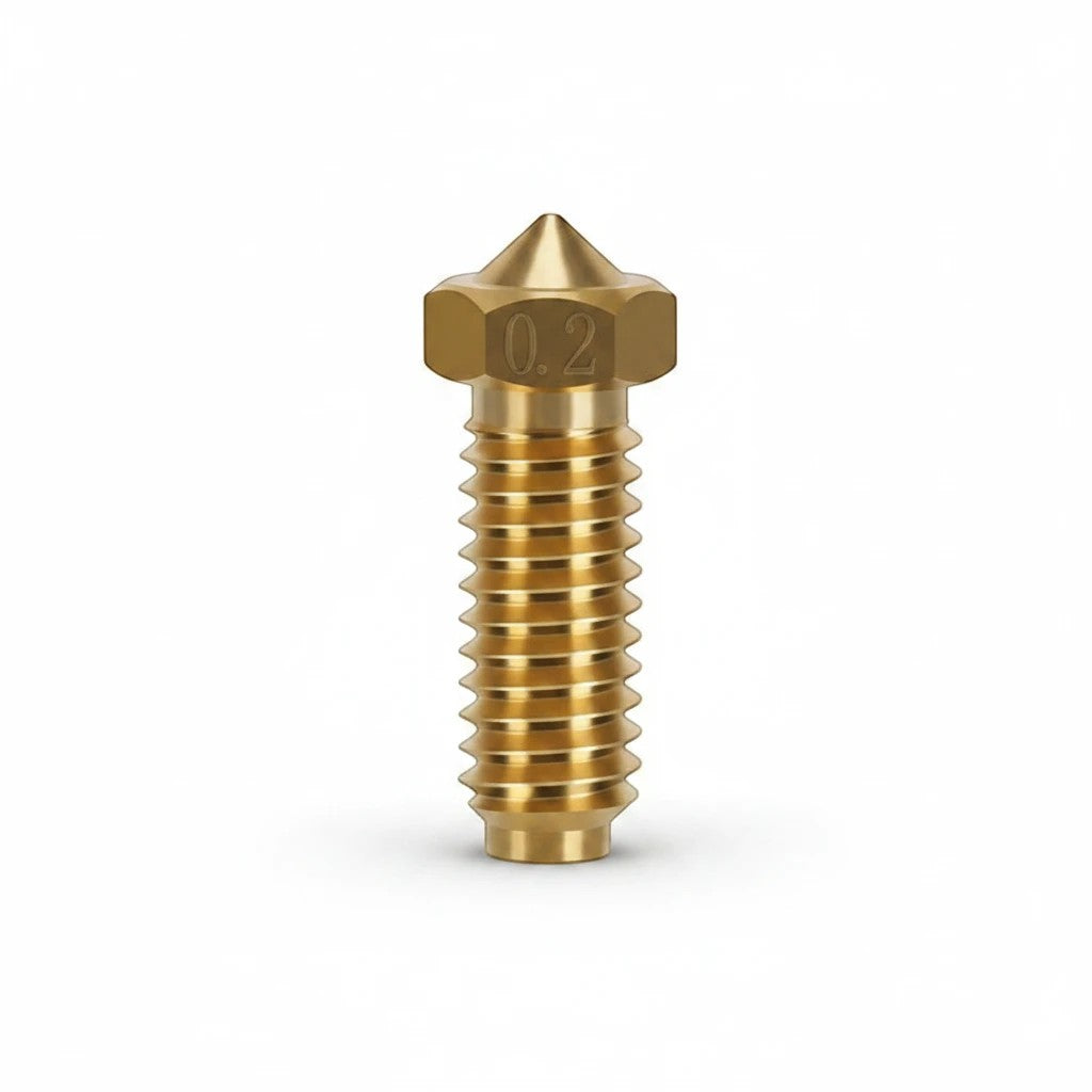 DIY AUTOMATIONS 0.2mm precision brass Volcano 3D printer extruder nozzle with M6 thread for detailed printing.