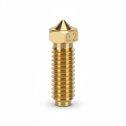 DIY AUTOMATIONS 0.2mm brass Volcano 3D printer extruder nozzle with M6 thread for high-precision printing.