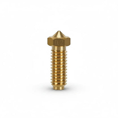 DIY AUTOMATIONS 0.2mm brass Volcano 3D printer extruder nozzle with M6 thread for high-precision filament printing.