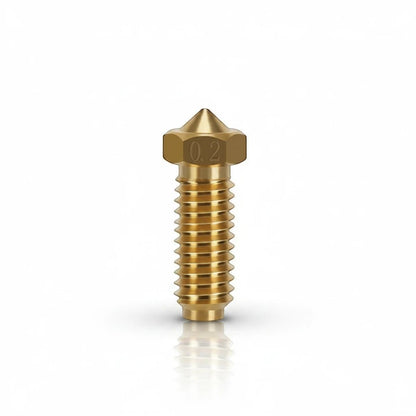 DIY AUTOMATIONS 0.2mm brass Volcano 3D printer extruder nozzle with M6 thread for high-precision filament printing.