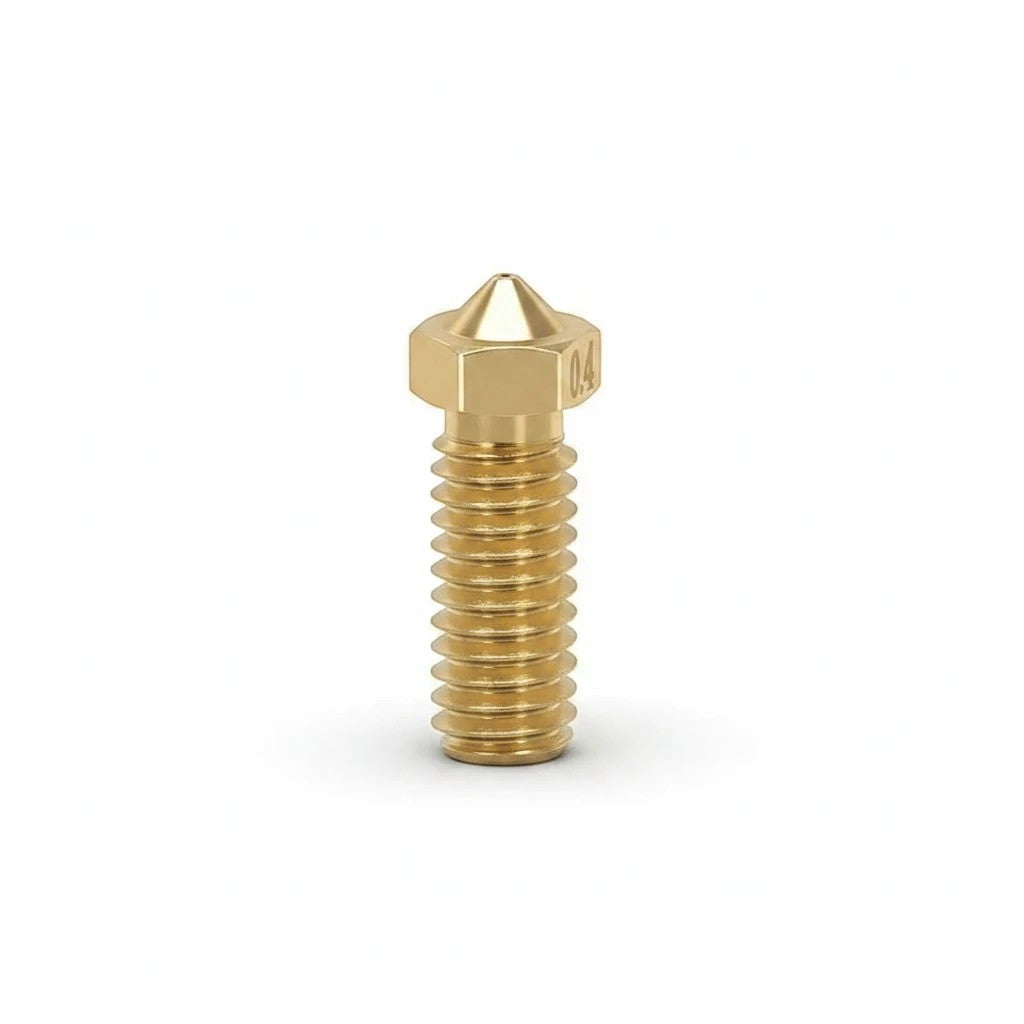 DIY AUTOMATIONS 0.4mm brass Volcano 3D printer extruder nozzle with M6 thread for precise filament extrusion.