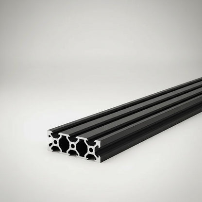 DIY AUTOMATIONSH black anodized aluminum extrusion profile with T-slots, 20mm profile, 2000mm length.