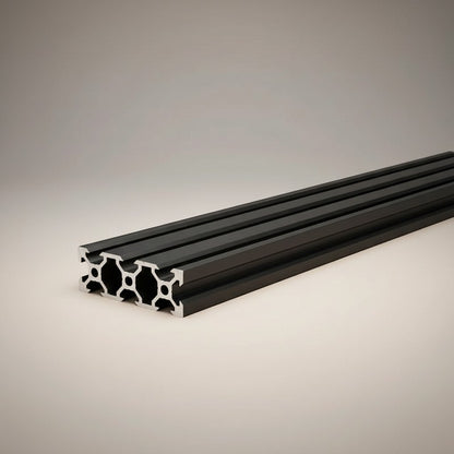 DIY AUTOMATIONSH black anodized aluminum extrusion profile with T-slots, 20mm profile, 2000mm length.