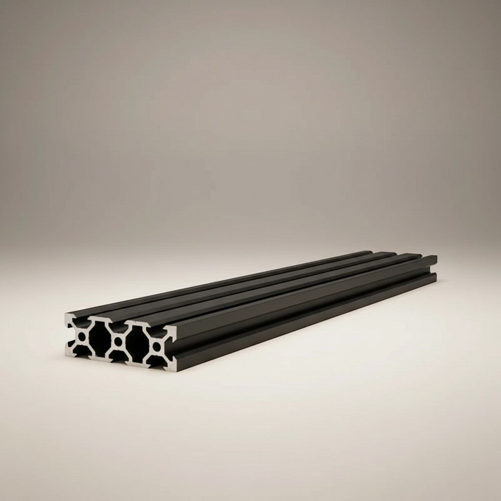 DIY AUTOMATIONSH black anodized aluminum extrusion profile with T-slots, 20mm profile, 2000mm length.
