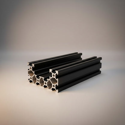 DIY AUTOMATIONSH black aluminum extrusion profile with T-slot design for automation projects, 2000mm length.