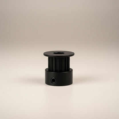 DIY AUTOMATIONSH black 16-tooth aluminum timing pulley with 5mm belt width and 6mm bore for automation projects.