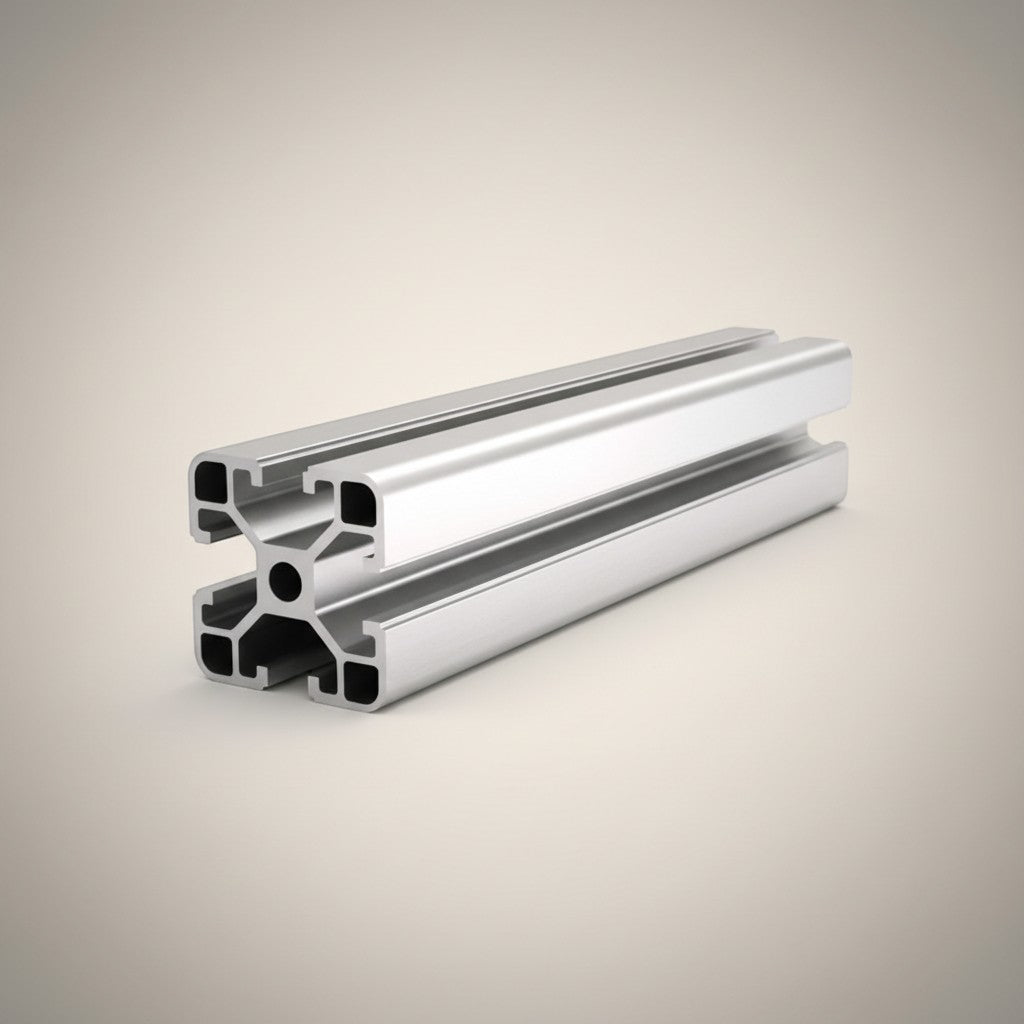 DIY AUTOMATION silver anodized aluminum T-slot extrusion profile, 40x40mm, for industrial and DIY projects.