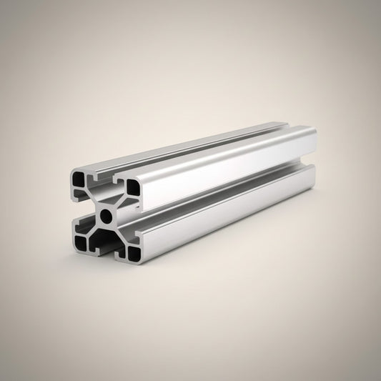 DIY AUTOMATION silver anodized aluminum T-slot extrusion profile, 40x40mm, for industrial and DIY projects.