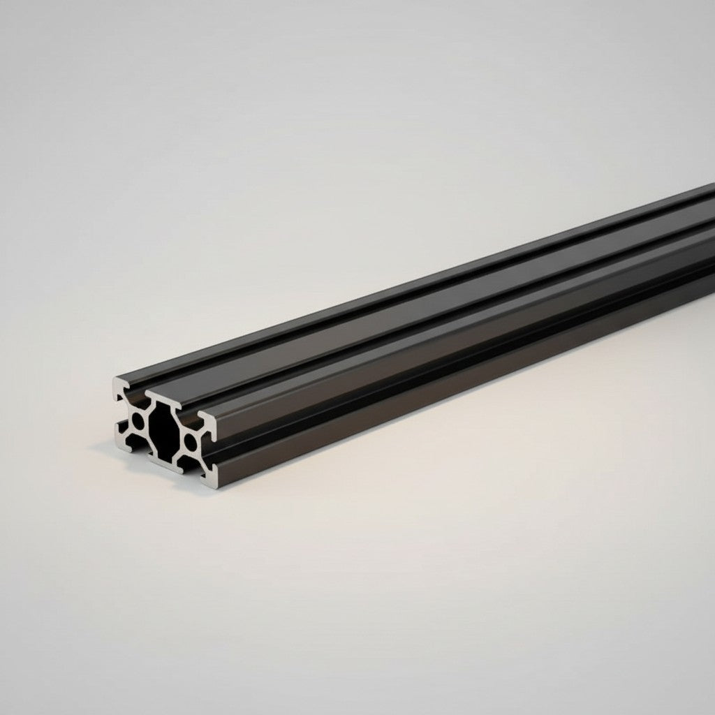 DIY AUTOMATION 2000mm black anodized aluminum extrusion profile with V-slot design for custom frames and automation equipment.