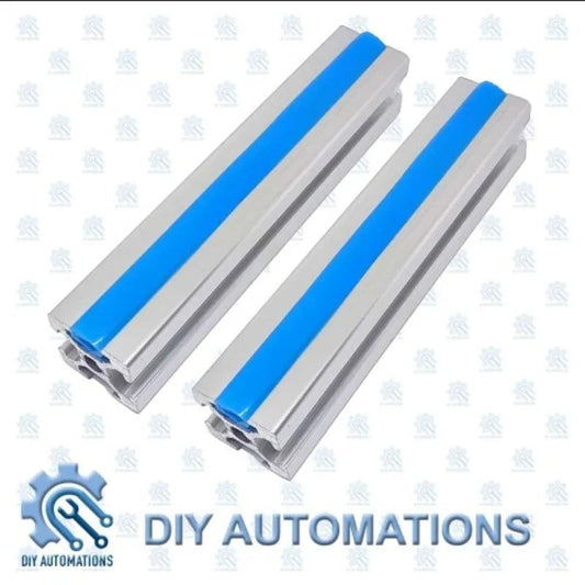 DIY Automations aluminum extrusion profile with blue strip, 2020W series, 8x10x4 dimensions.
