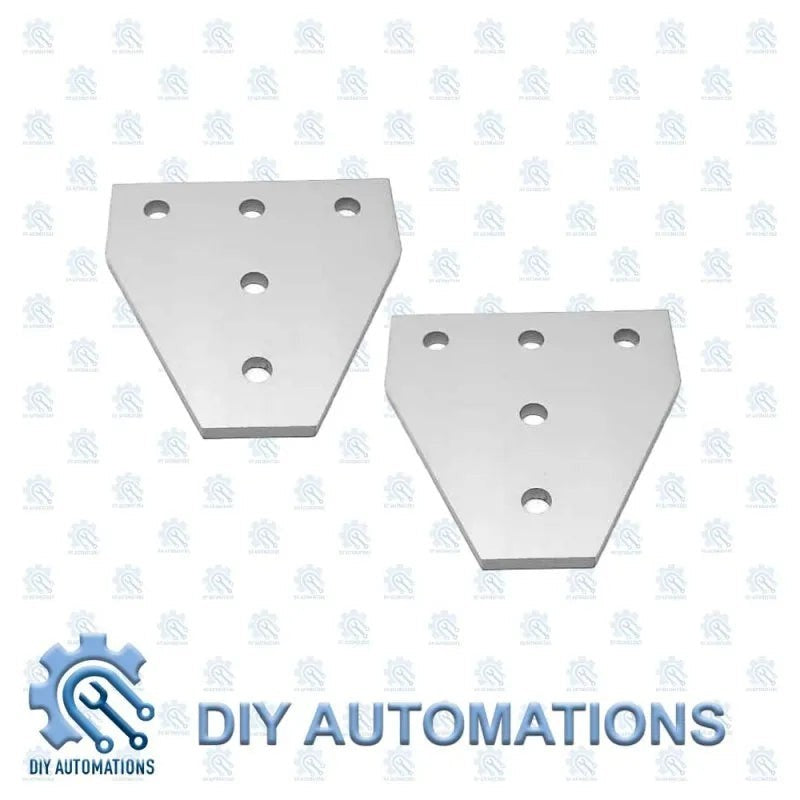 DIY Automations silver aluminum extrusion corner brackets with five holes for assembly.