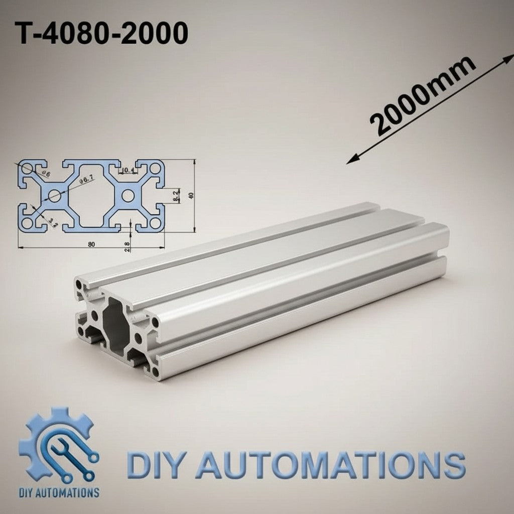 DIY Automations 2000mm T-slot aluminum extrusion profile for custom frames and automation equipment.