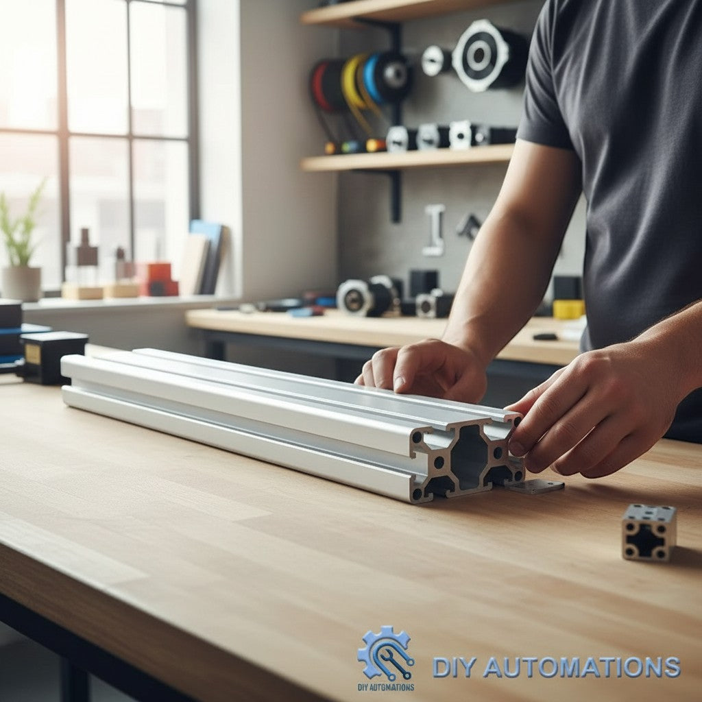 DIY Automations 4080 aluminum extrusion profile, 1000mm length, T-slot design for custom frames and automation equipment.