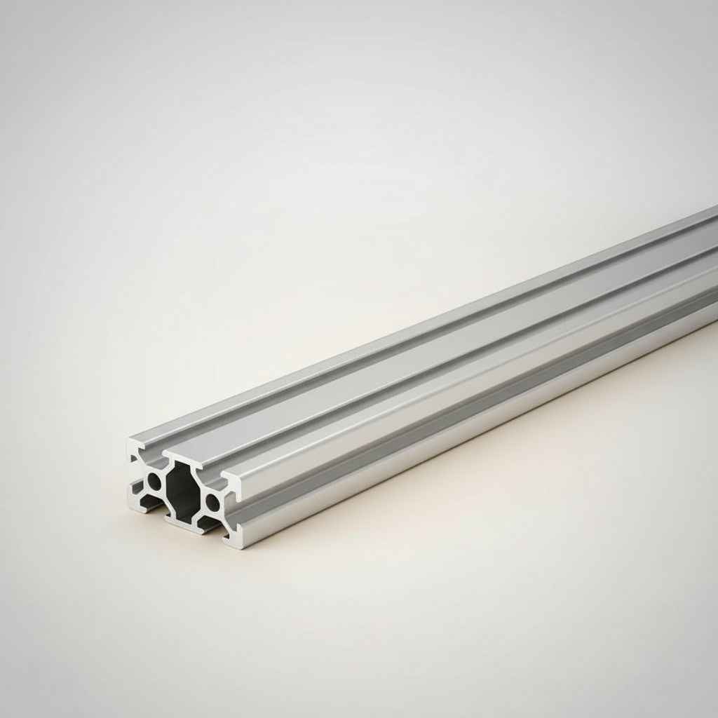 DIY AUTOMATIONS V-2040 silver aluminum extrusion profile with T-slot design for automation projects.