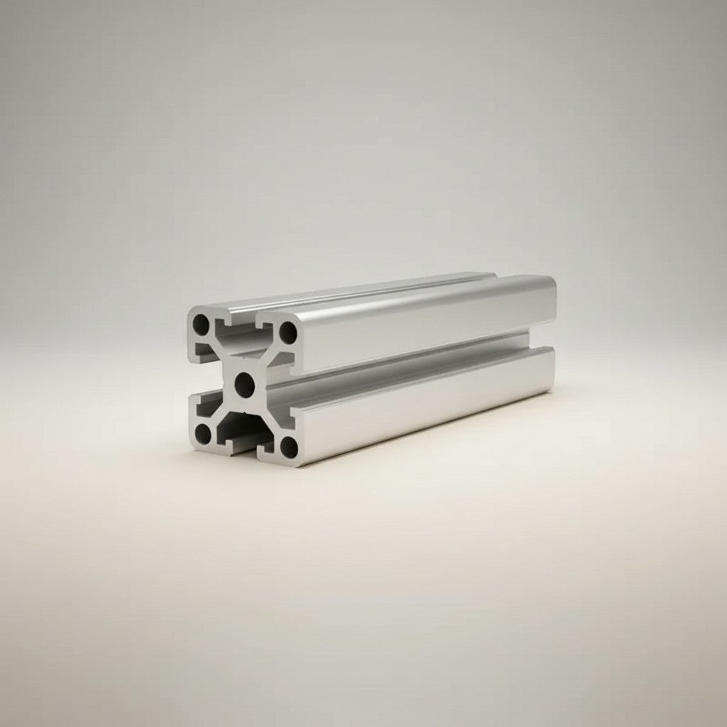 DIY AUTOMATIONS silver aluminum T-slot extrusion profile, 40x40mm, for custom frames and industrial applications.