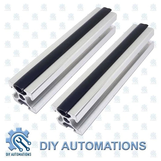 DIY Automations black extrusion decoration strip 2020, silver aluminum profile with black insert.