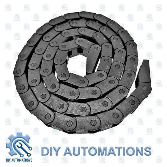 DIY Automations black metal 7x7 drag chain, ideal for extrusion decoration and mini applications.